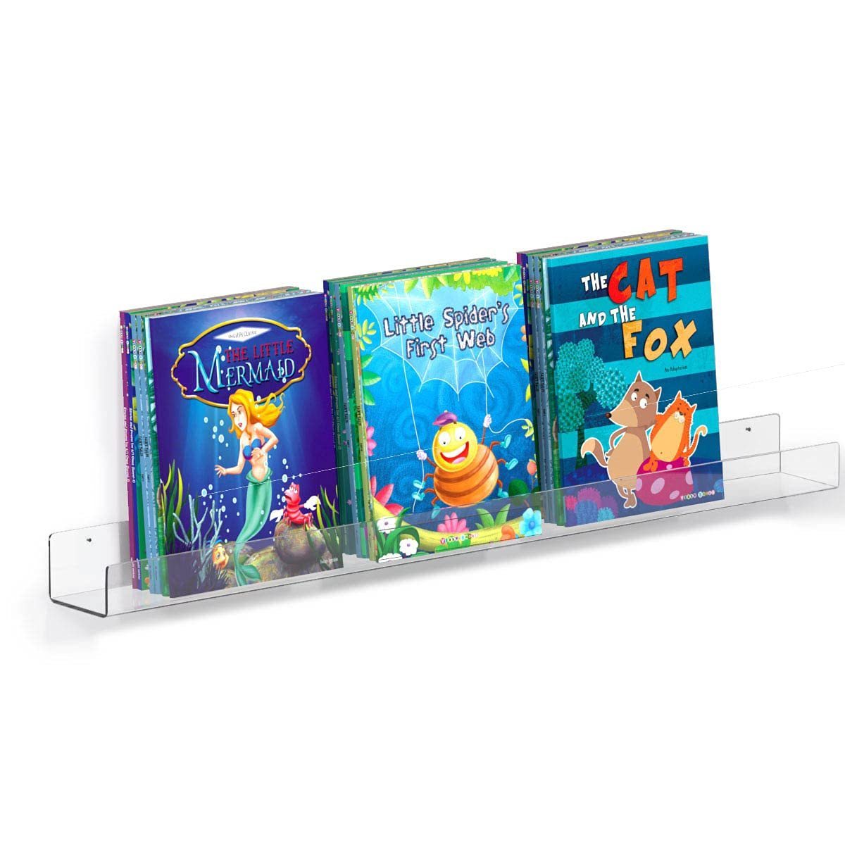 Wholesale Customized Premium 36 Inch Clear Acrylic Floating Bookshelf for Kids Wall Display Shelf