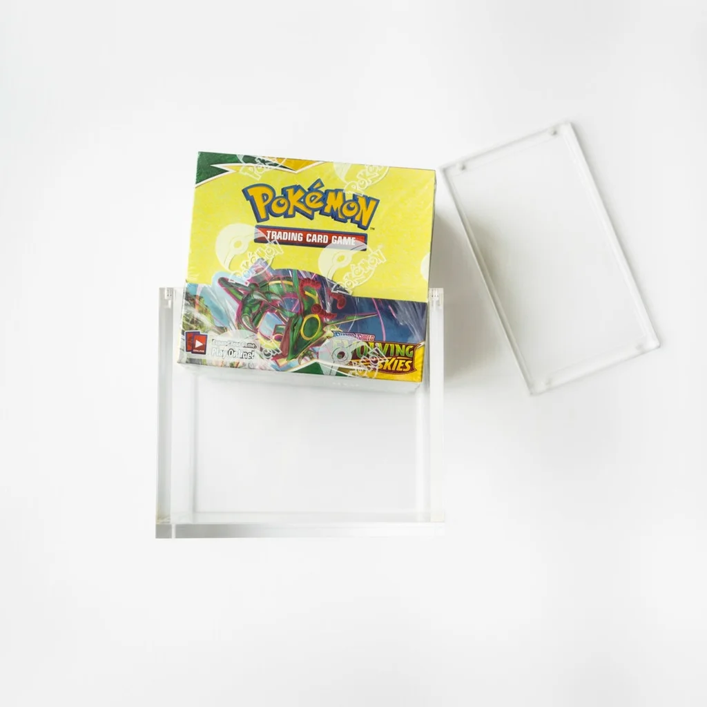 Hot selling transparent acrylic pokemoned tcg booster storage box display case booster card display case