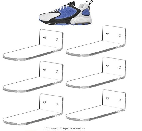 Clear Acrylic Floating Shoe Display Stands Sneaker Shelves Wall Mounted to Display Collectible Shoes