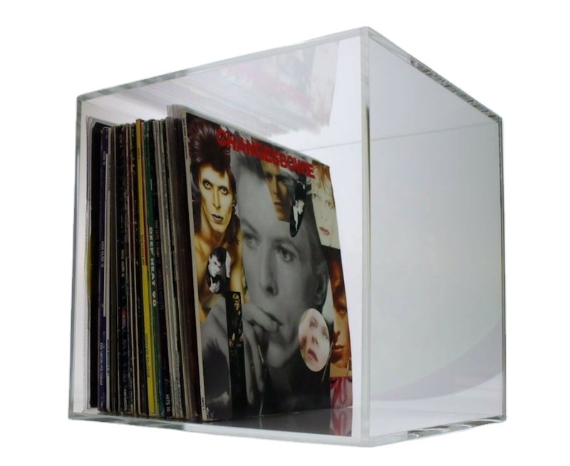 Square lucite vinyl record holder box acrylic display cases for collectibles