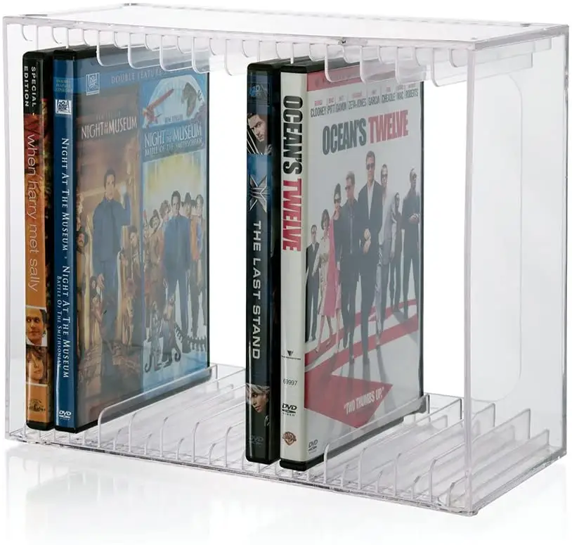 Manufacturer custom transparent stackable Video Game Disk DVD CD holder display shelf made in China