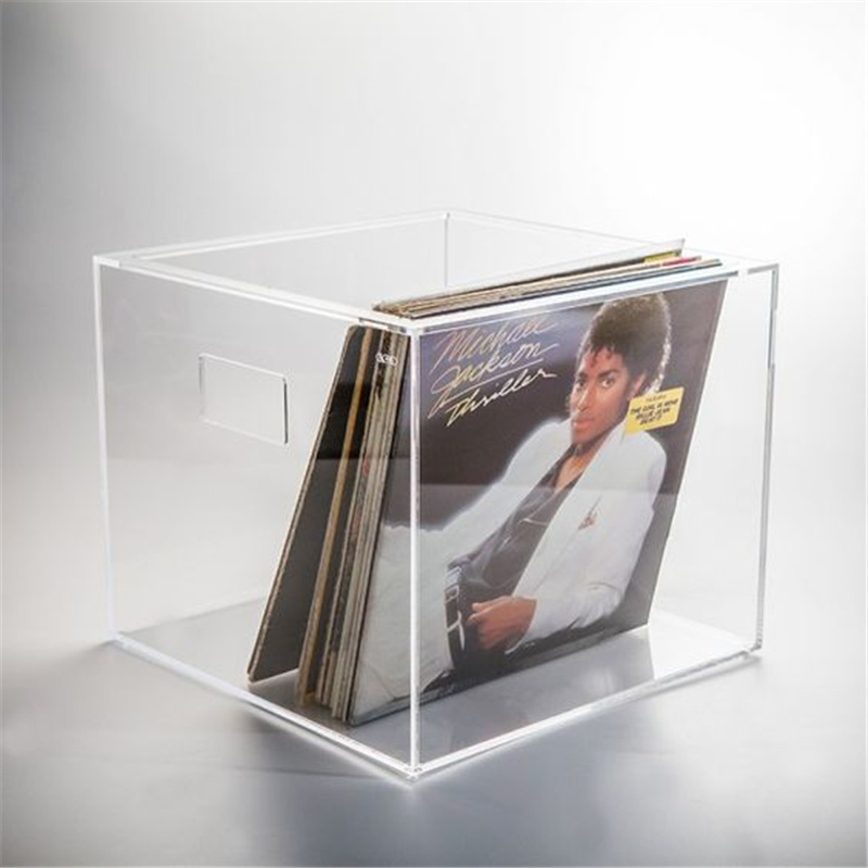 Square lucite vinyl record holder box acrylic display cases for collectibles