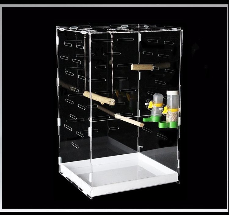 Plexiglass clear large acrylic bird aviary / cage / feeder