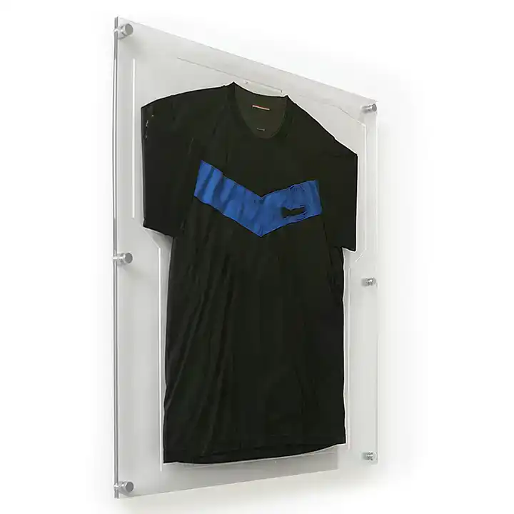 Wall Mounted Transparent Acrylic Sports Display Case T-Shirt Display Box with Hanger