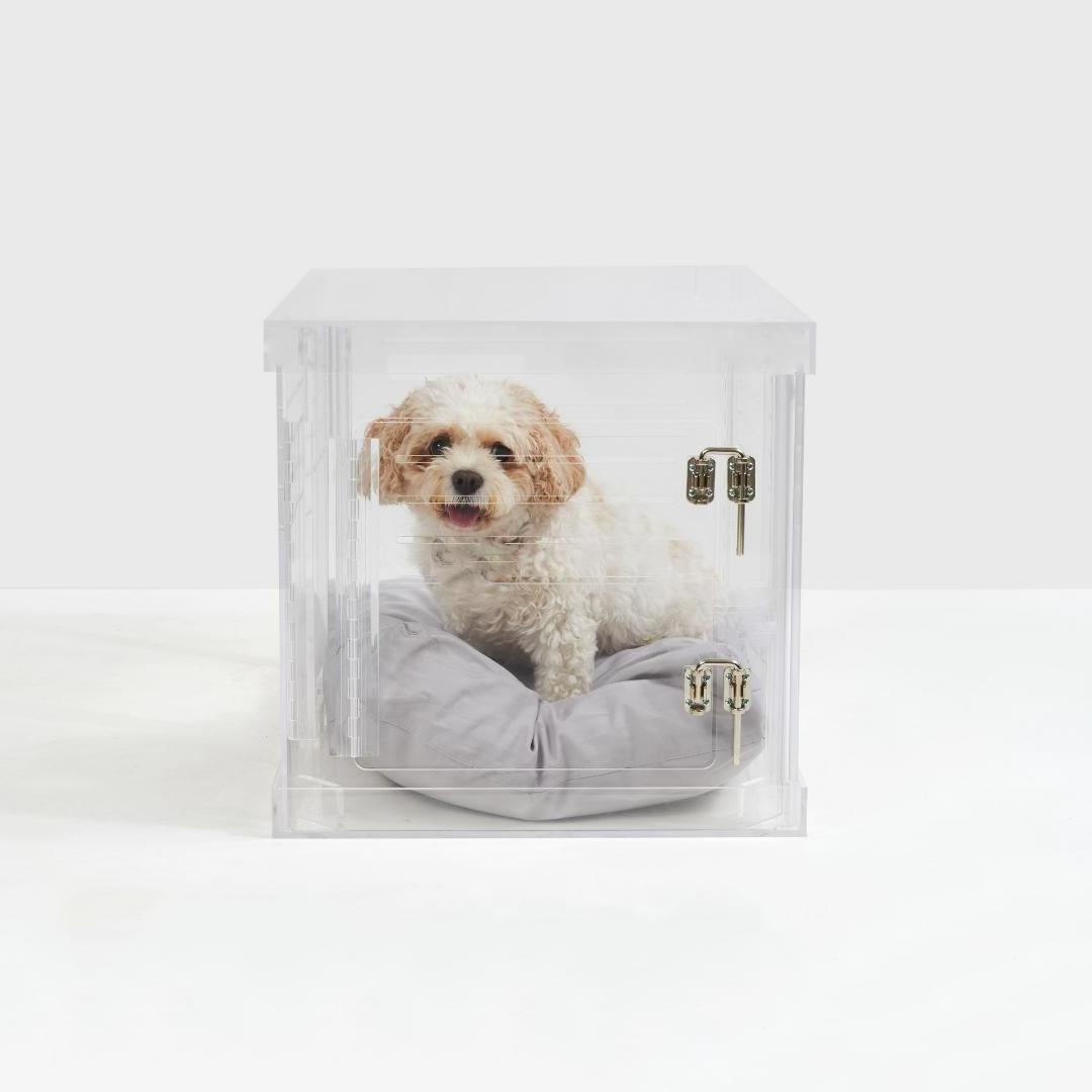 Factory Custom Acrylic Travel Cage Lucite Dog Cage Pet Crate With Easy Assembly Removable Fences