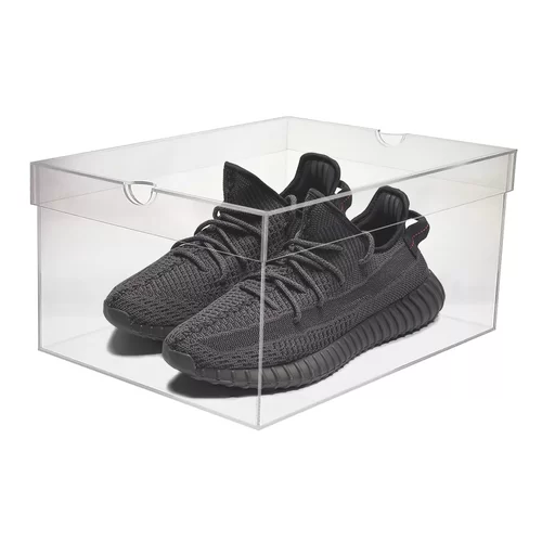 Luxury custom clear acrylic shoe display box lucite sneaker cases with lid