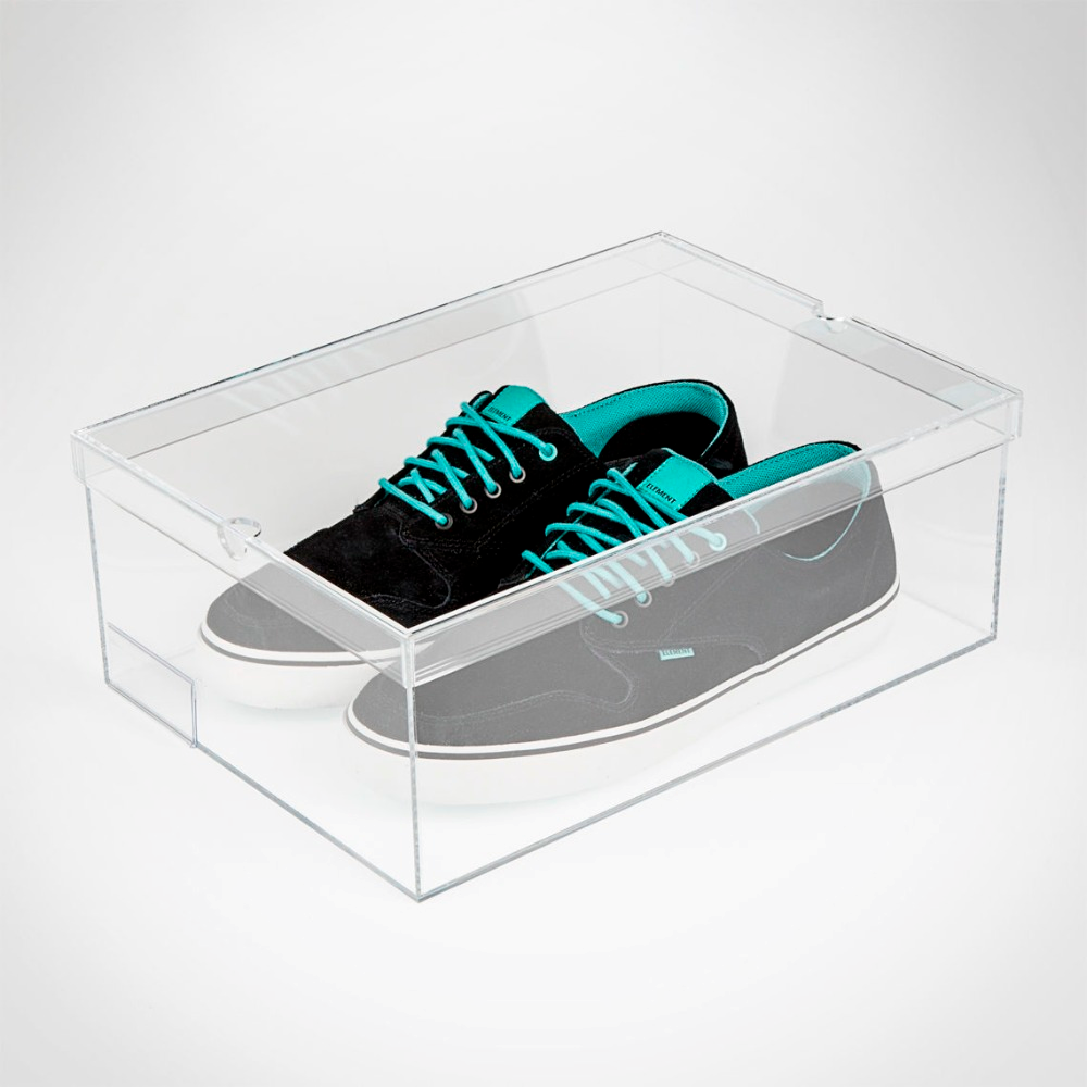 Luxury custom clear acrylic shoe display box lucite sneaker cases with lid