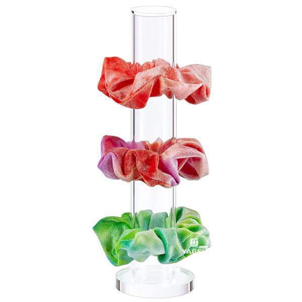 Acrylic Scrunchie Holder Clear Hair Tie Organizer Stand Jewelry Bracelet Headband Accessories Display Tower For Teen Girls