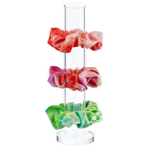 Acrylic Scrunchie Holder Clear Hair Tie Organizer Stand Jewelry Bracelet Headband Accessories Display Tower For Teen Girls