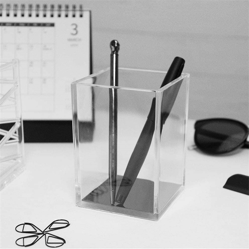 Classic design custom size crystal clear acrylic desktop pen cup organizer holder