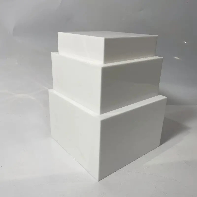 Manufacturer Custom White Square Acrylic Tea Break Cake Snack Display Stand Acrylic Buffet Food Display Risers