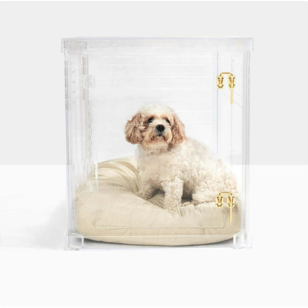 Factory Custom Acrylic Travel Cage Lucite Dog Cage Pet Crate With Easy Assembly Removable Fences