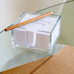 China manufacture wholesale custom tabletop square clear acrylic memo holder acrylic notepad holder