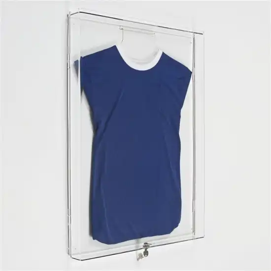 Wall Mounted Transparent Acrylic Sports Display Case T-Shirt Display Box with Hanger