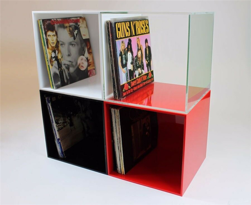 Square lucite vinyl record holder box acrylic display cases for collectibles