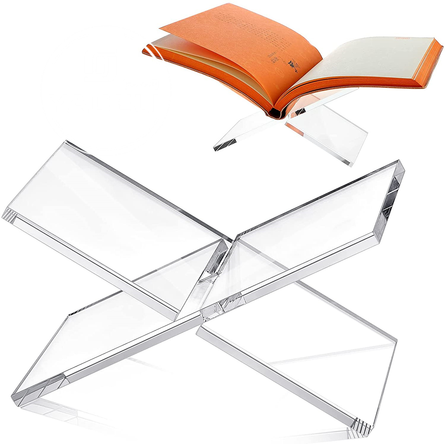 Clear Acrylic Book Display Stand Book Holder Reading Stand for Open and Closed Books Display Rack