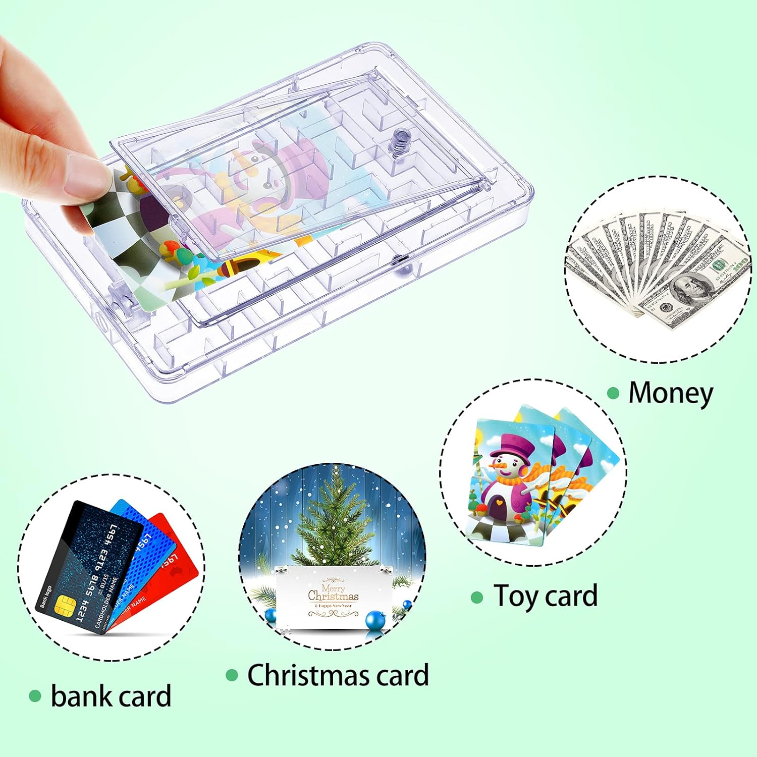 Card Holder Maze Puzzle Plastic Puzzle Card Holder Portable Fun Maze Card Box for Teens and Ad