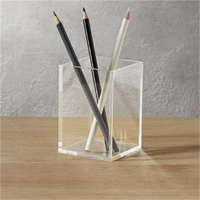 Classic design custom size crystal clear acrylic desktop pen cup organizer holder