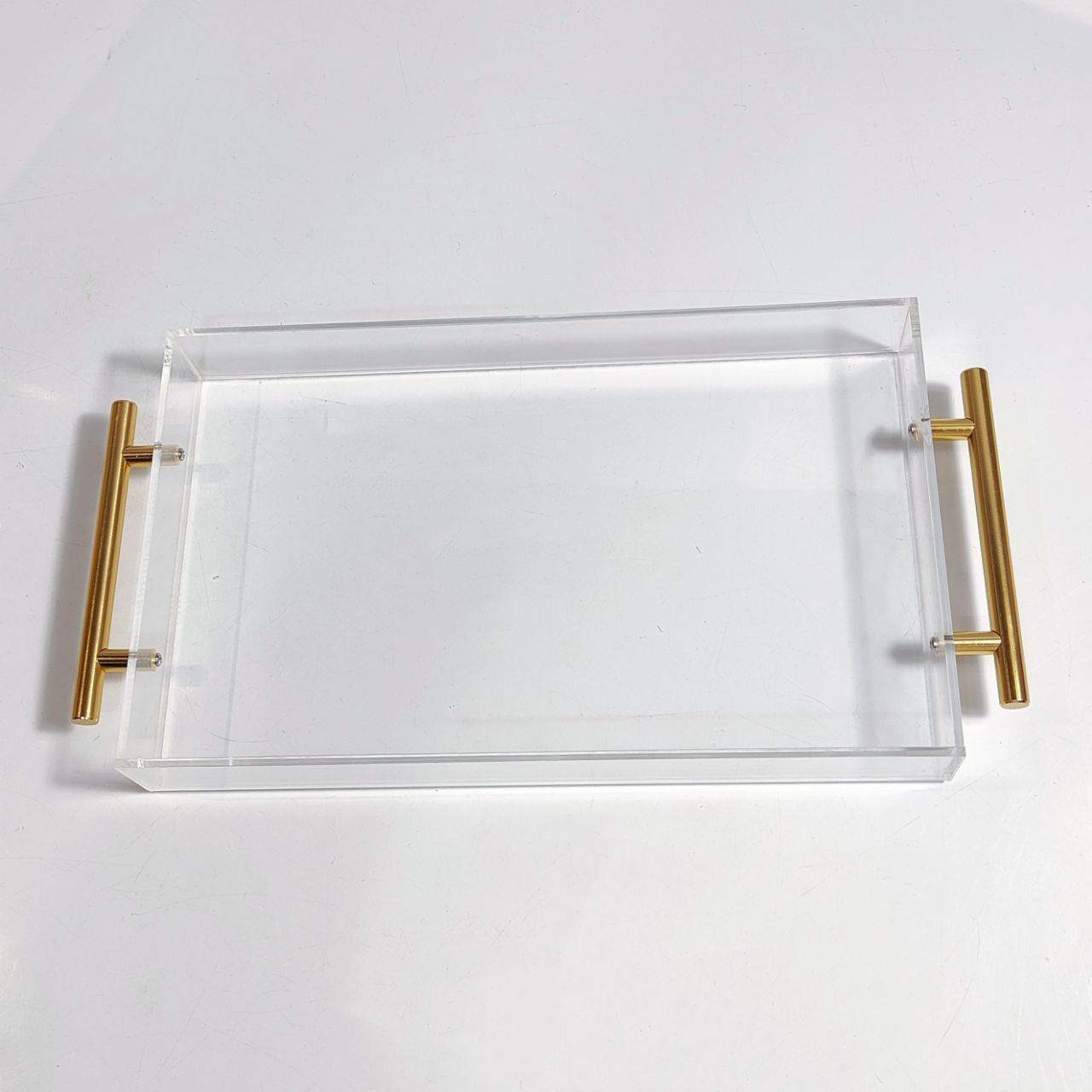 Yageli Wholesaler Custom Size Transparent Acrylic Serving Tray With Handles for Fruit Storage