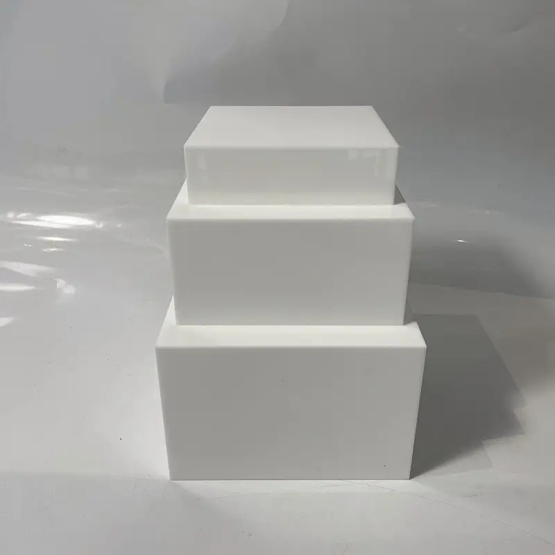 Manufacturer Custom White Square Acrylic Tea Break Cake Snack Display Stand Acrylic Buffet Food Display Risers