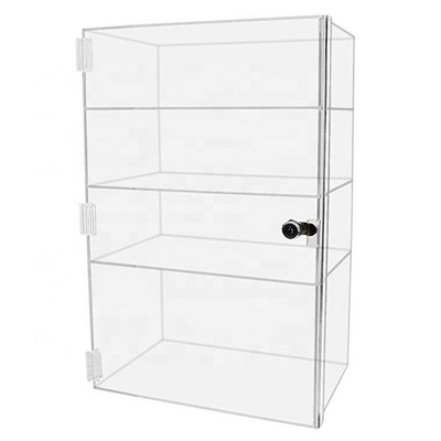 custom clear acrylic display cabinet locking clear acrylic display case with lock