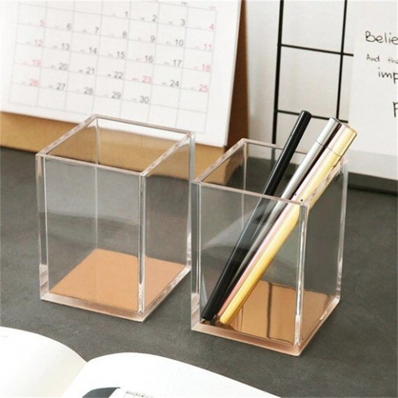 Classic design custom size crystal clear acrylic desktop pen cup organizer holder