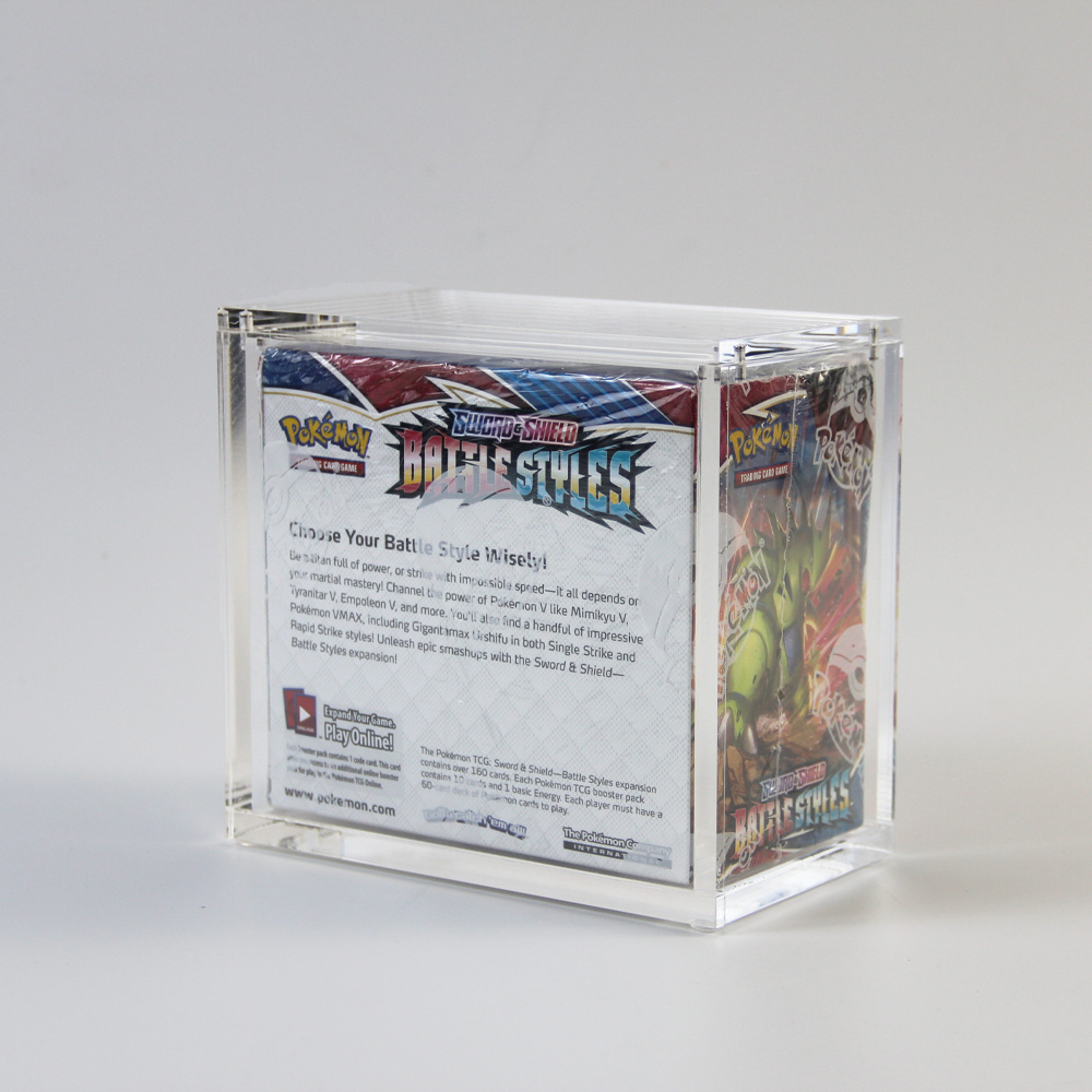 Wholesale acrylic pokemoned cards booster box 1st edition card game display case with magnetic lid