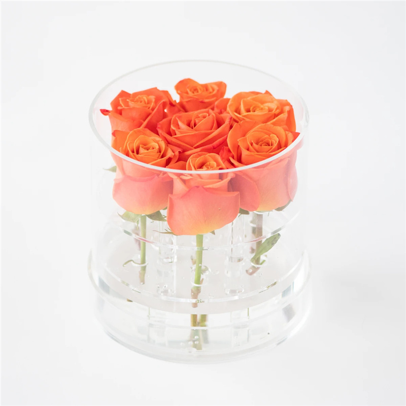 wholesale transparent luxury roses packaging case clear round acrylic flower box