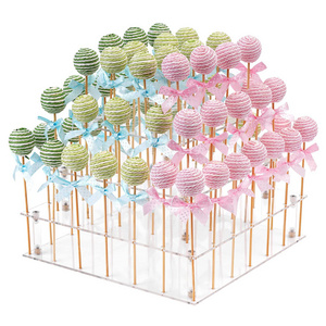 Wholesale Customized Premium Clear Acrylic Cake Pop Display Stand 3 Tier Square Acrylic Lollipop Display Holder