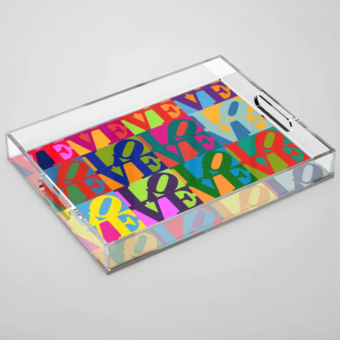 Wholesale UV printing monogrammed clear decorative  acrylic lucite bed serving tray with insert