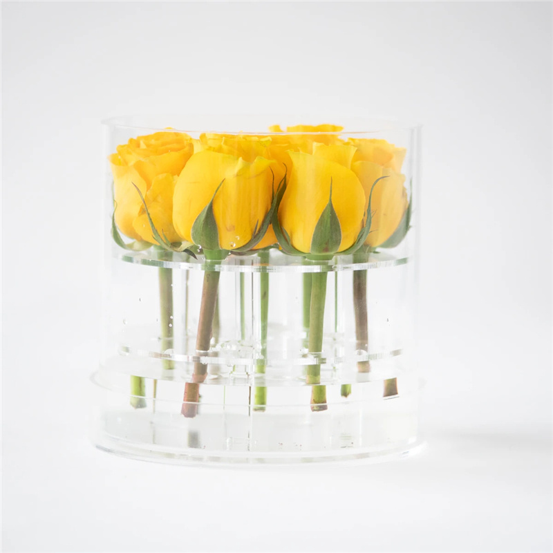 wholesale transparent luxury roses packaging case clear round acrylic flower box