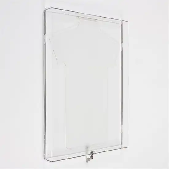 Wall Mounted Transparent Acrylic Sports Display Case T-Shirt Display Box with Hanger