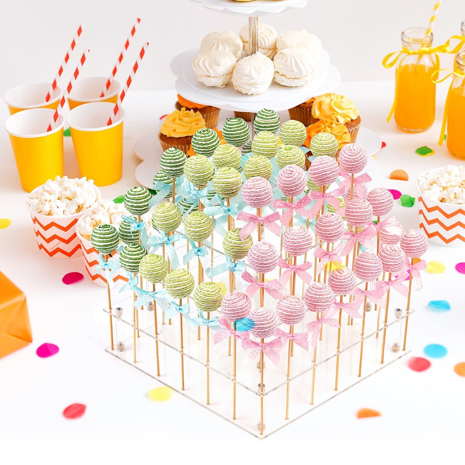 Wholesale Customized Premium Clear Acrylic Cake Pop Display Stand 3 Tier Square Acrylic Lollipop Display Holder