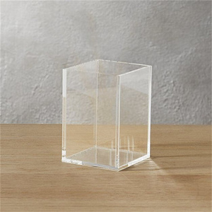 Classic design custom size crystal clear acrylic desktop pen cup organizer holder