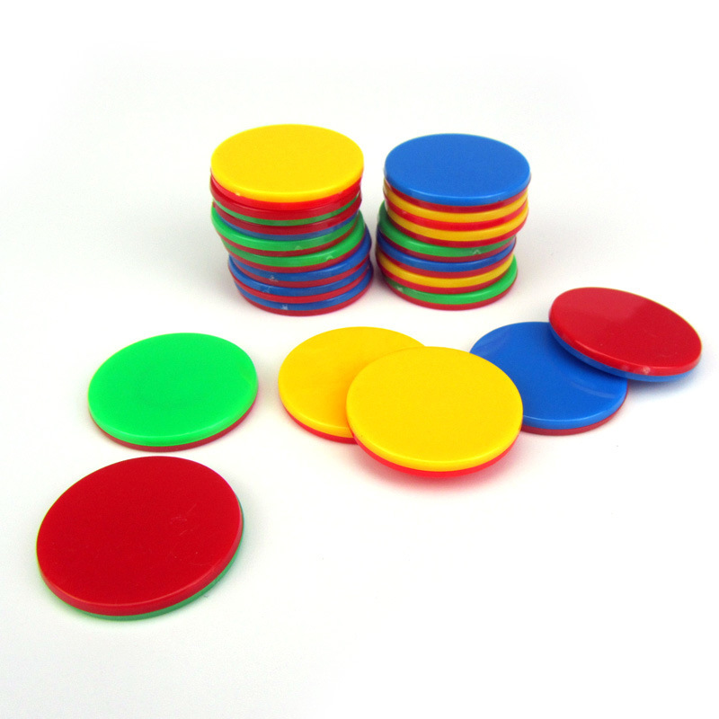 Double color plastic round coin plastic token teaching coin for children counting 25mm