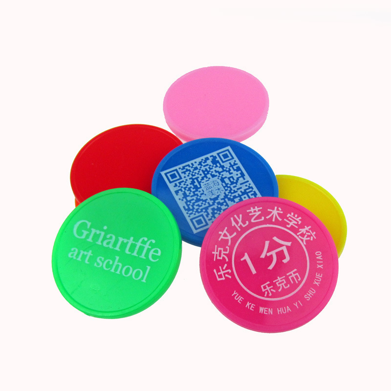 Double color plastic round coin plastic token teaching coin for children counting 25mm