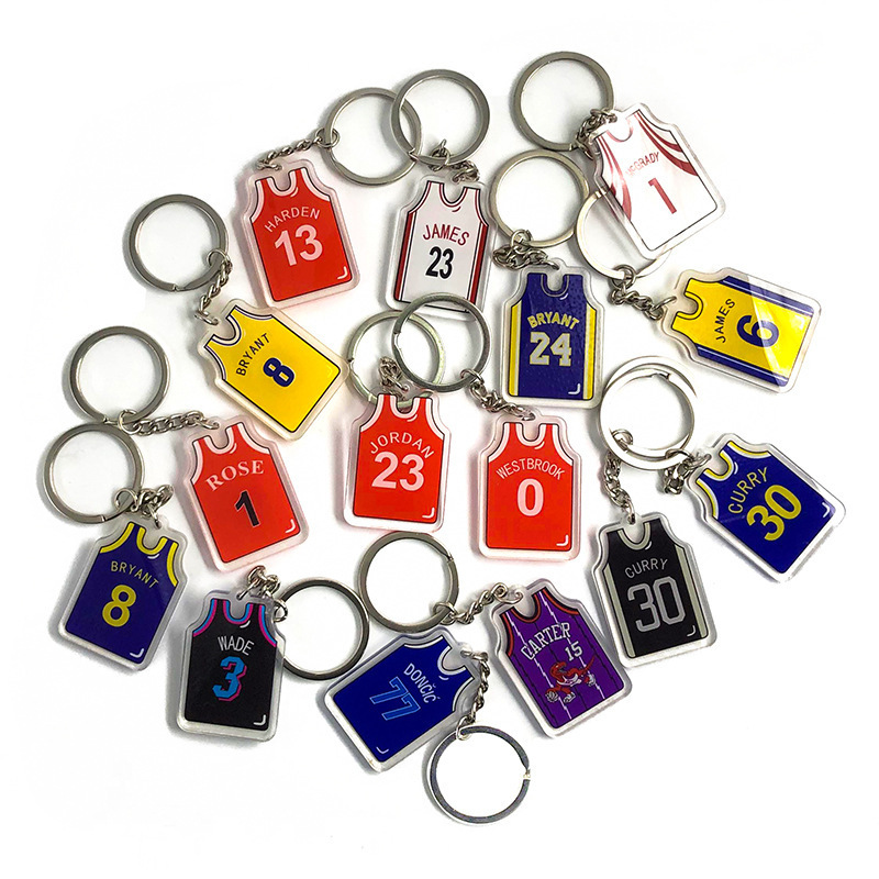 basketball team t-shirt jersey sport key chain star Kobe lake team keychain soccer jersey keychain