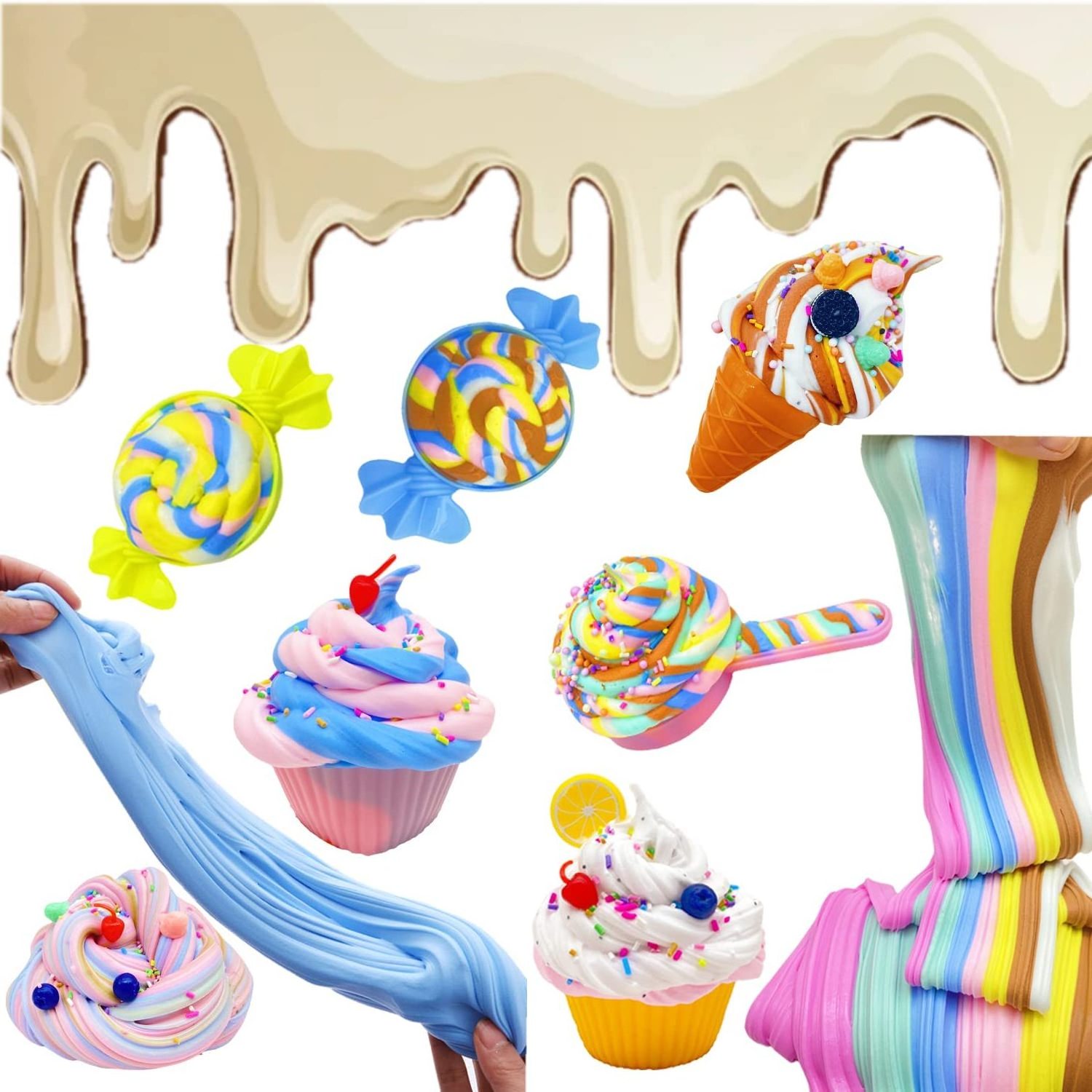 Ice Cream  DIY  playdough  Slime Charms Making Kits Eco friendly Toy Set Custom  Cake Chocolate Donuts for Kids Party Favors