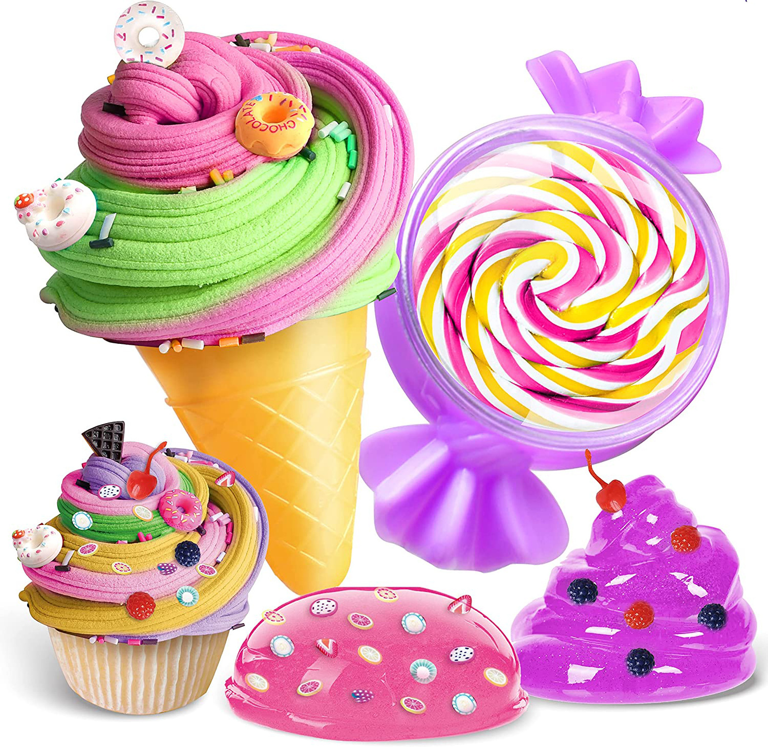 Ice Cream  DIY  playdough  Slime Charms Making Kits Eco friendly Toy Set Custom  Cake Chocolate Donuts for Kids Party Favors