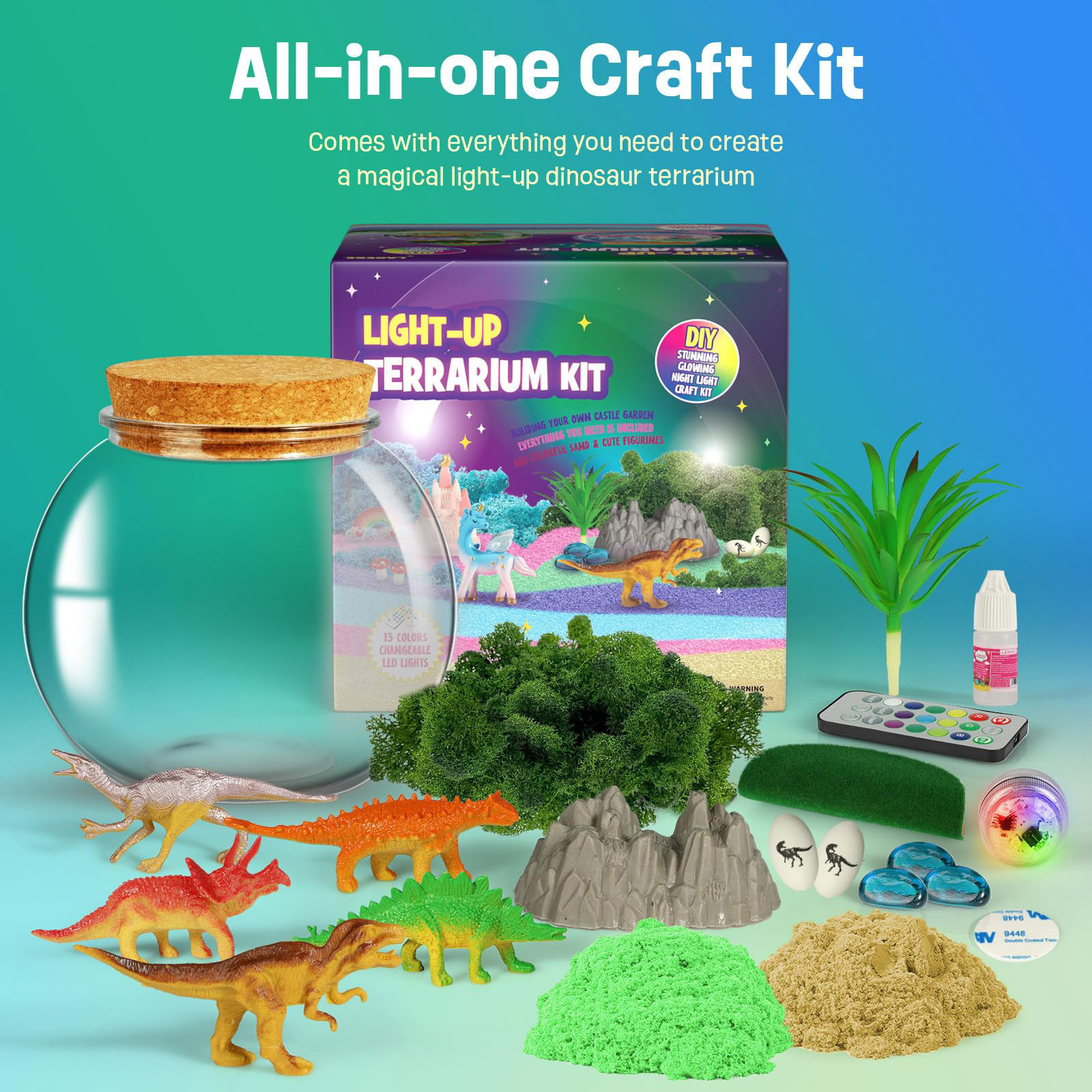 DIY Creative Art Craft and Crafts DIY Dinosaur light up Terrarium tool build Kit for kids