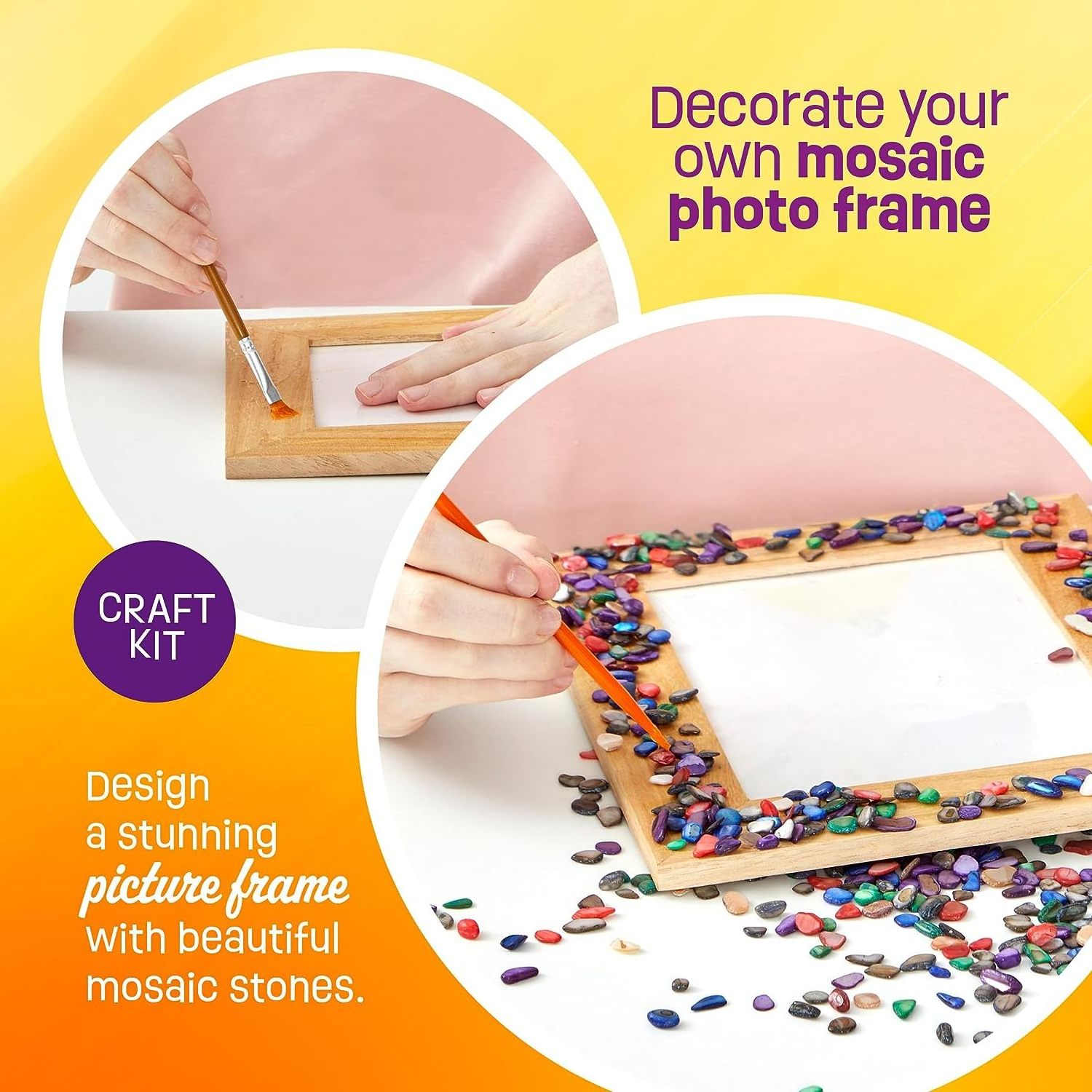 DIY Mosaic Picture Frame Kit for Kids - Arts and Craft Kits for Girls & Boys - Crafts for 6-14 Year Old - Photo Birthday Gifts