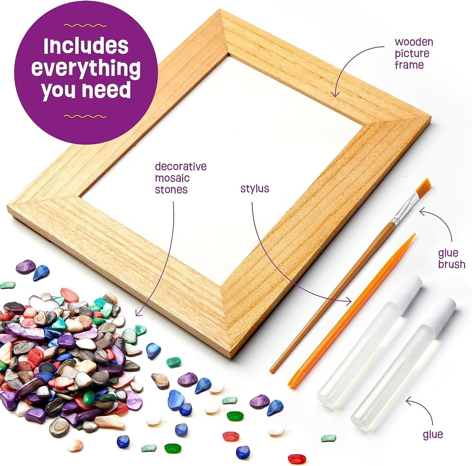 DIY Mosaic Picture Frame Kit for Kids - Arts and Craft Kits for Girls & Boys - Crafts for 6-14 Year Old - Photo Birthday Gifts