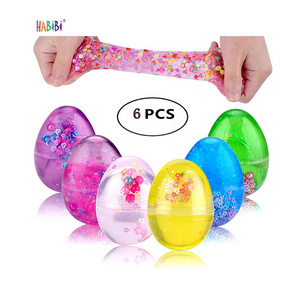 Soft Egg DIY Slime Kit Clear Colorful Crystal Fluffy Slime Scented Stress Relief Slime Kit for Kids