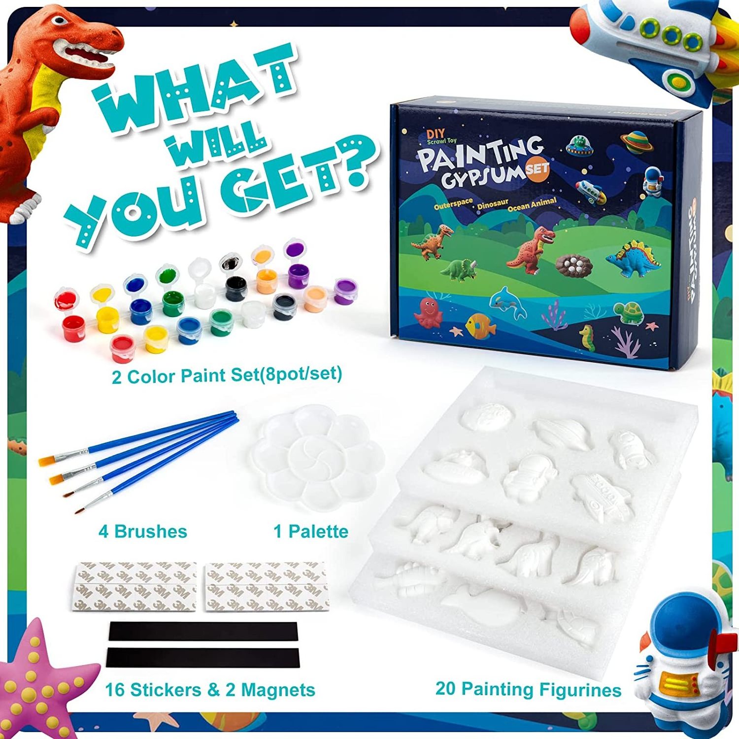 Paint Your Own Figurines Decorate Your Own Painting Set Paint Plaster Craft Kit for Kids