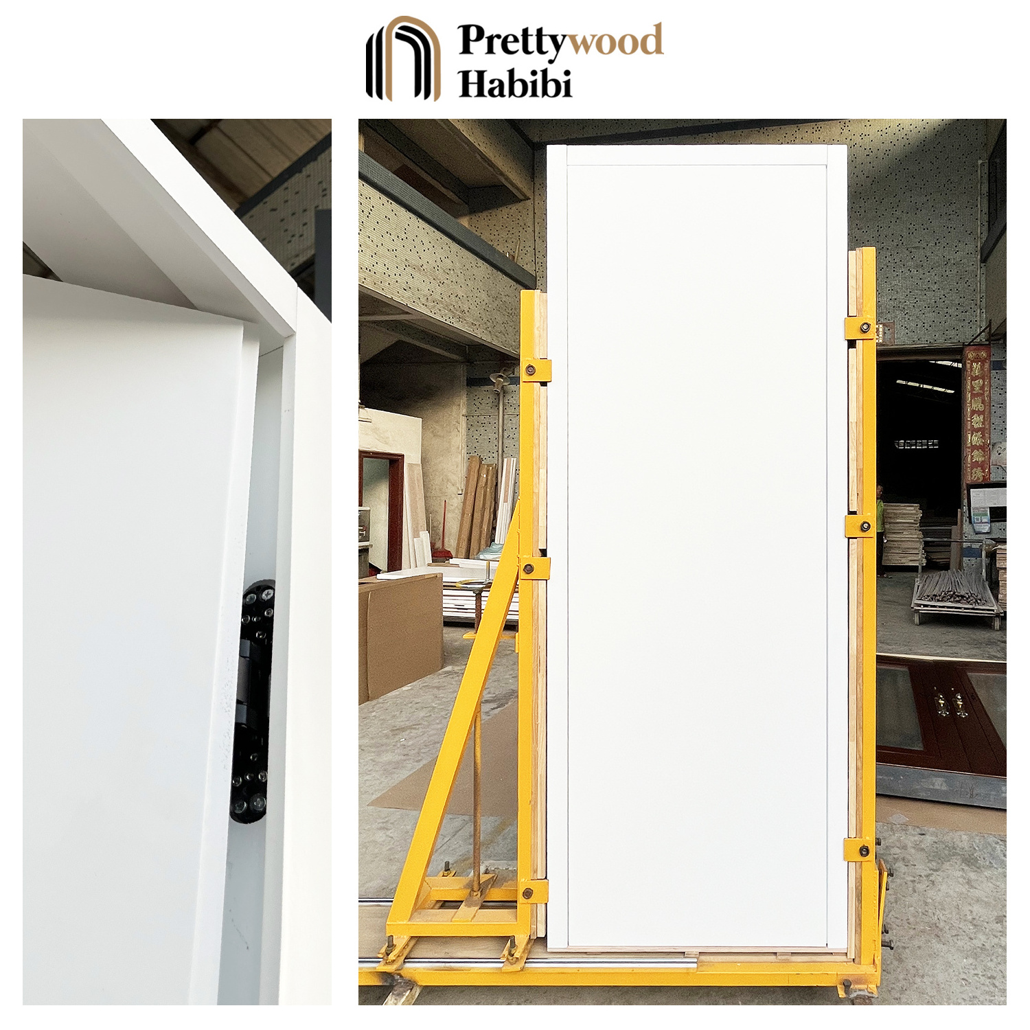 Prettywood Invisible Door Frameless Flush Design Concealed Wooden Invisible Walnut Veneer Hidden Door