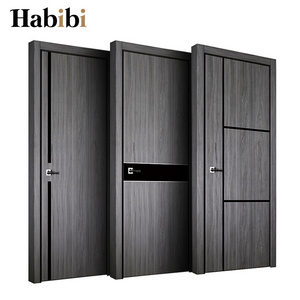 Foshan Factory Price Black Color Wood Plastic Composite Door Bathroom Interior Wpc Doors