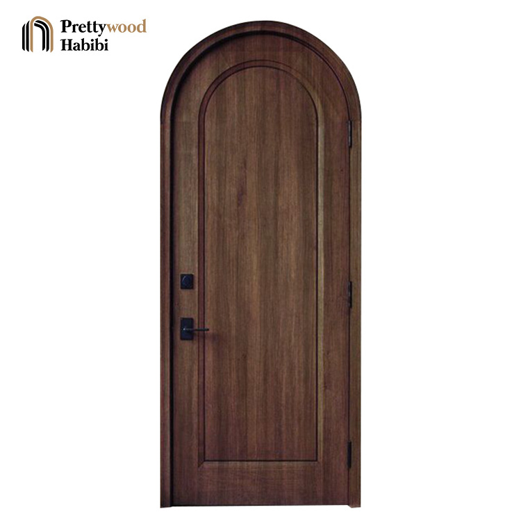 Prettywood Traditional Residential Design Interior Solid Wood Arched Door With Frame