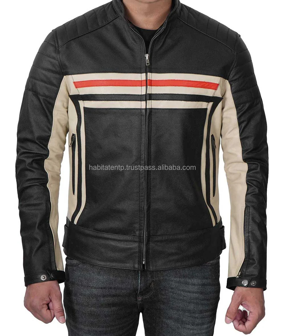 Men Black Racer Leather Jacket