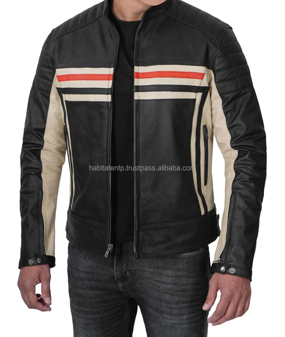 Men Black Racer Leather Jacket