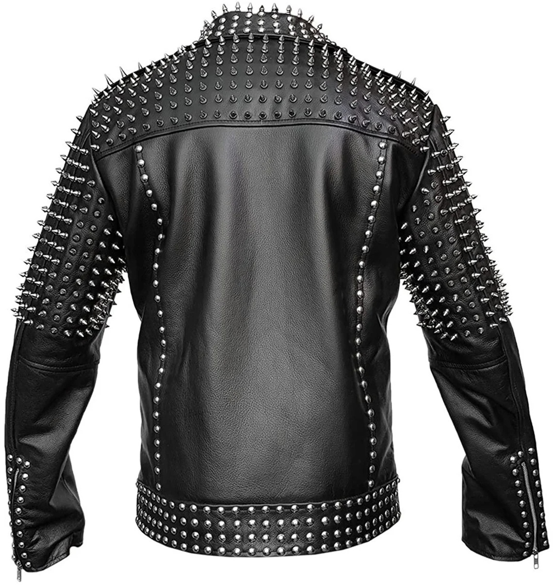 Genuine Lambskin Studded Biker Men Leather Jacket Biker Vintage Studs Jacket